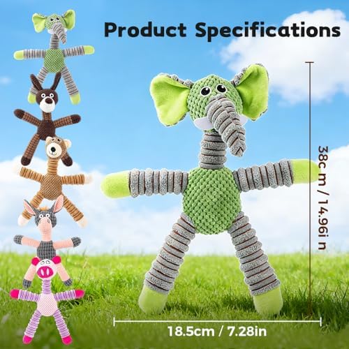 2026 New Dog Toys, Indestructible Plush Dog Toy for Aggressive Chewers, Interactive Squeaky Soft Puppy Chew Toy, Durable Teething Toys for Small Medium Large Dogs (Light Brown)