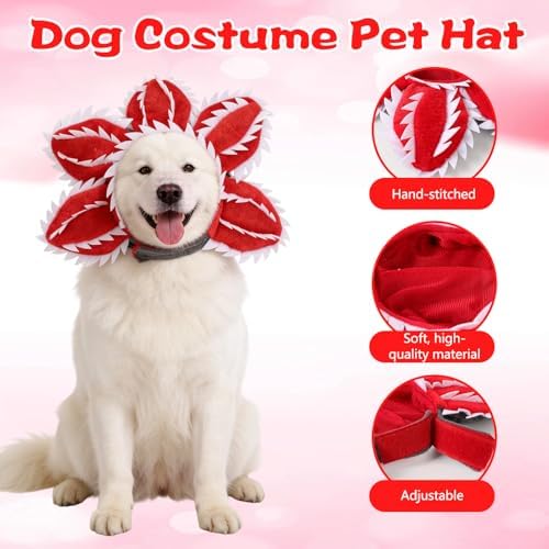 Pet Demon Dog Costume Funny Carnivorous Plant Dog Adjustable Hat Costume with Soft Material Flower Accents (Small)