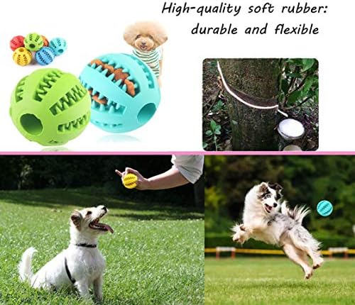 Sunglow 2 Pack Dog Toy, Nontoxic Bite Resistant Teething Balls for Small/Medium/Large Dogs and Puppies, Pet Food Treat Feeder, Chew Tooth Cleaning, Exercise Game IQ Training