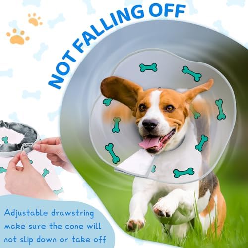 Dog Cone After Surgery - Soft, Comfortable, Adjustable Recovery Collar for Large, Medium, Small Dogs - Stop Licking with Soft Protect Edge (Bone, M)