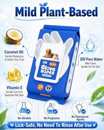 Pet Glove Wipes for Dogs and Cats,Disposable Pet Grooming Gloves
