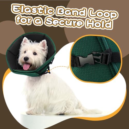 Allroaring Breathable Medium Dog Cone, Comfy Cone After Surgery Green M