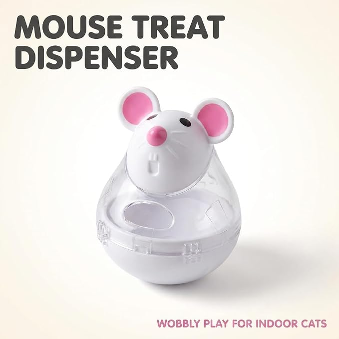 Beige Interactive Cat Toy, Mouse Shape Treat Dispenser, Food Storage Holder for Indoor Cats and Kittens, Cat Mice and Animals Toys for Pet Increases IQ Interactive & Food Dispensing