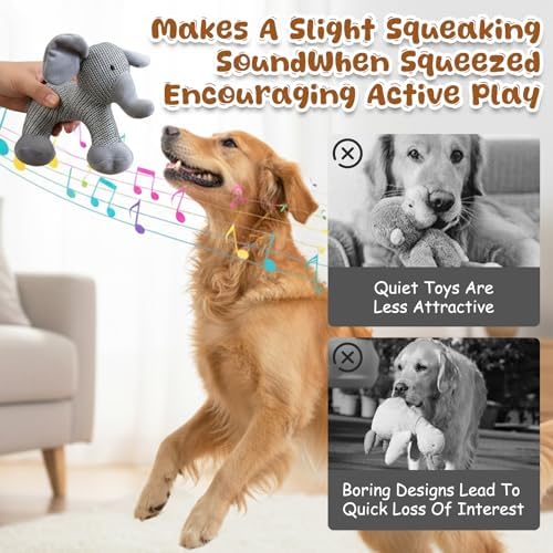 Dog Toys for Aggressive Chewers–Durable Linen Squeaky Toys with Built-in Squeaker, Tough Indestructible Plush Stuffed Animals for Small Medium Dogs, Animal Design to Relieve Boredom & Anxiety(Monkey)