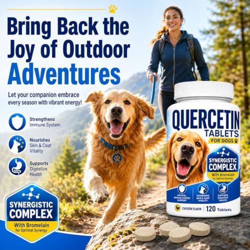 Quercetin for Dogs with Bromelain, Dog Seasonal Skin Comfort, 120 Tablets