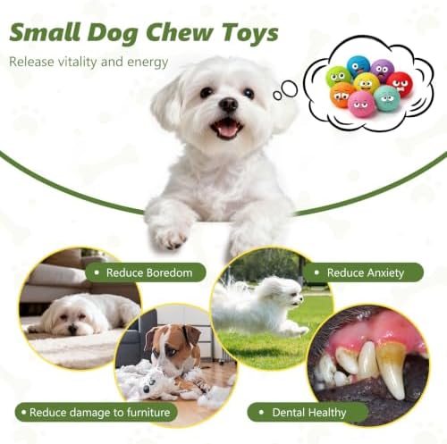 Squeaky Balls for Small Dogs, 2" Soft Latex Squeaky Dog Ball Toys, Emoji Smile Face Rubber Bouncy Balls, Puppy Teething Chew Toys for Mini & Small Dogs (2"-Pack A)