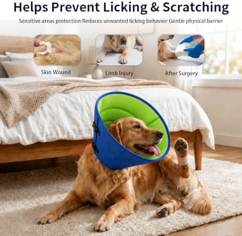 Soft Dog Cone Collar After Surgery, Adjustable Recovery Cone to Stop Licking, Breathable Mesh Elizabethan Collar for Small Medium Large Dogs (XL(Neck Girth:18.5"-20.9"))