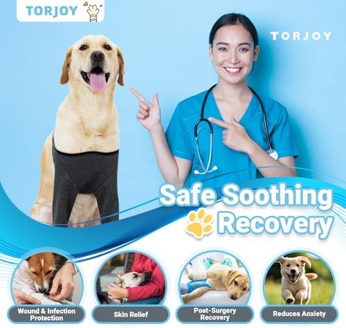 Dog Recovery Sleeves for Front Legs, Cone Collar Alternative, Waterproof & Washable, ACL/CCL Surgery Recovery, Abrasion Resistant, Prevents Licking & Scratching（Heather Gray,M）