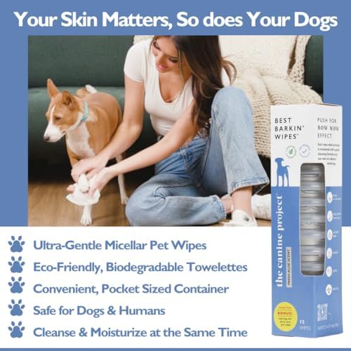 BARKIN' Wipes – On-The-Go Individual Micellar Water Dog Wipes - 12Pk