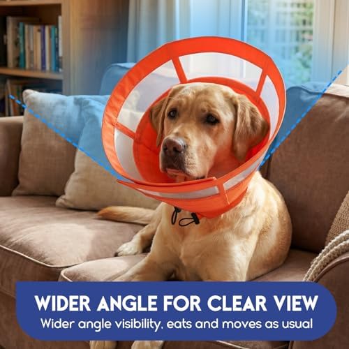 ASENKU Dog Cone Collar, Protective Recovery Dog Collar After Surgery, Comfy Adjustable Cone for Dogs to Stop Licking, Pet E-Collar for Small, Medium & Large Dogs(Orange, S)