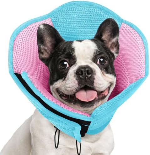AOFITEE Dog Cone Adjustable Soft Cone for Dog to Stop Licking, BluePink S