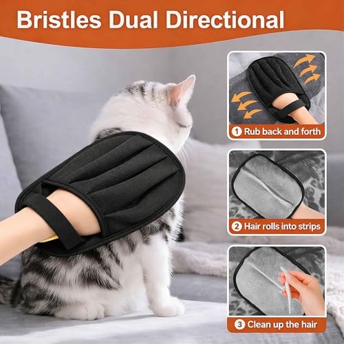 Purrmitive Pack of 1 Pet Hair Removal Gloves for Dogs & Cats – Extra-Large Electrostatic Five-Finger Deshedding Mitt, Reusable Fur Remover for Couch, Carpet, Clothing & Car Seats