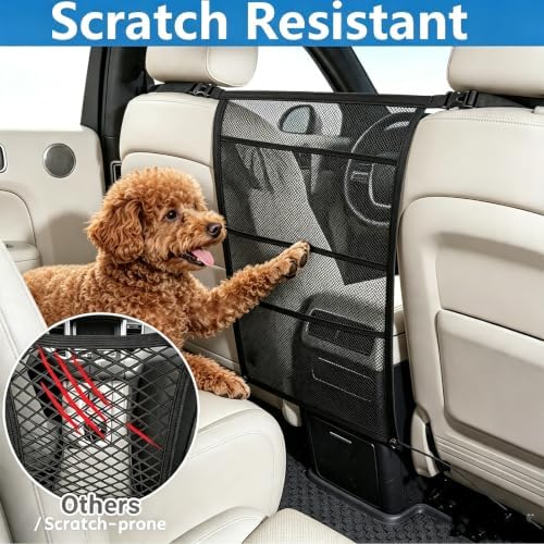 Dog Car Barrier for SUV Truck, Pet Divider Net with Mesh