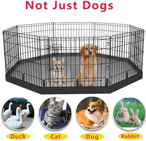 Dog Playpen Bottom Pad Fits for 24 Inch 8 Panels Regular Octagon Metal Exercise Pet Playpen, Dog Crate Pad Puppy Playpen Pad. (Note: Playpen Not Included) -PureBlack
