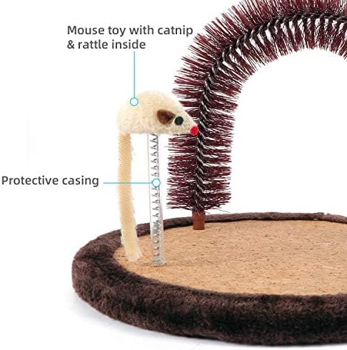 Happi N Pets Large Cat Self Groomer, Heavy Scratching Pad with Mouse Toy