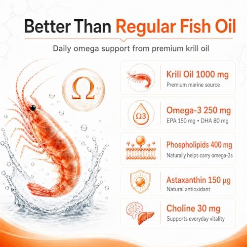 Krill Oil Omega 3 Supplement for Dogs, 180 Softgels