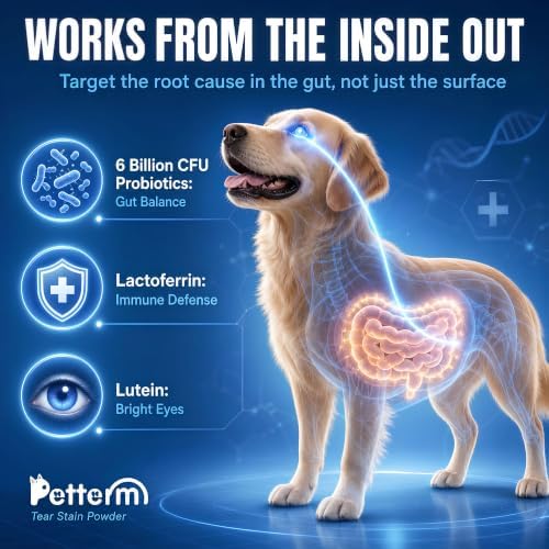 Tear Stain Remover Powder for Dogs & Cats, Probiotic Supplement, 15 Sachets