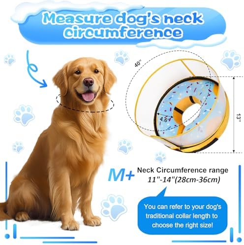 CNEO Inflatable Dog Cone Collar with Detachable Enhanced Anti-Licking Shield, Soft Neck Donut Collar for Dogs After Surgery, Adjustable Dog Cone Alternative for Large Medium Small Dogs & Cats