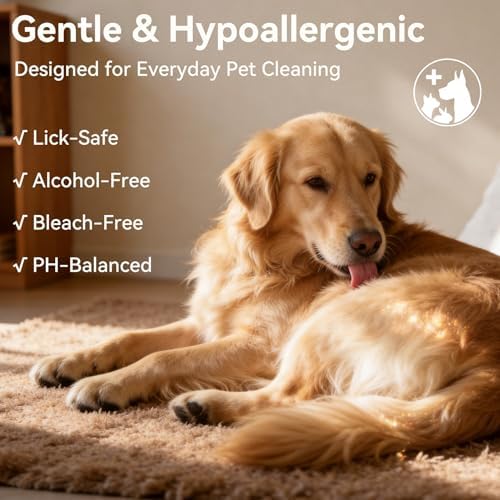 Pet Glove Wipes for Dogs & Cats, No-Rinse Bath Wipes