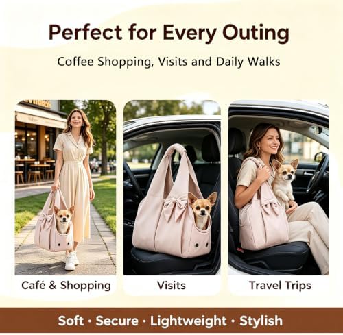 Small Dog Carrier Purse,Soft-Sided Dog Bag Carrier for Outings (Pink)
