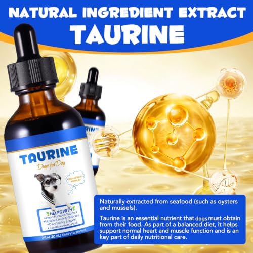 Taurine for Dogs, Taurine Liquid Supplement for Dogs, Daily Amino Acid Support for Heart Health, Vision & Immune Support, 2 FL OZ