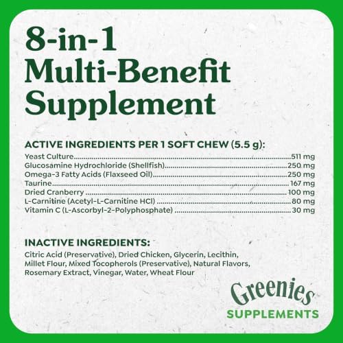 Greenies Supplements 8-in-1 Multi-Benefit Soft Dog Chews, Chicken, 80 Count
