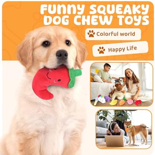 LOYEE Dog Squeaky Toys 8 Pack, Puppy Plush Squeaky Toys for Medium Small Dogs, Cute Pet Toys Stuffed Puppy Chew Toys for Teething, Interactive Toys Set for Puppy Supplies