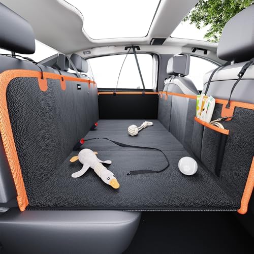 Back Seat Extender for Dogs, PU Leather Hard Bottom Dog Car Seat Cover for Back Seat,Dog Hammock for Car, PU Leather Material, Larger Space, Holds 400lbs