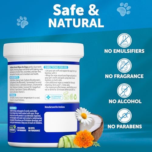 Dental Finger Wipes for Dogs Teeth - 50 Count - Unscented Dog Dental Wipes