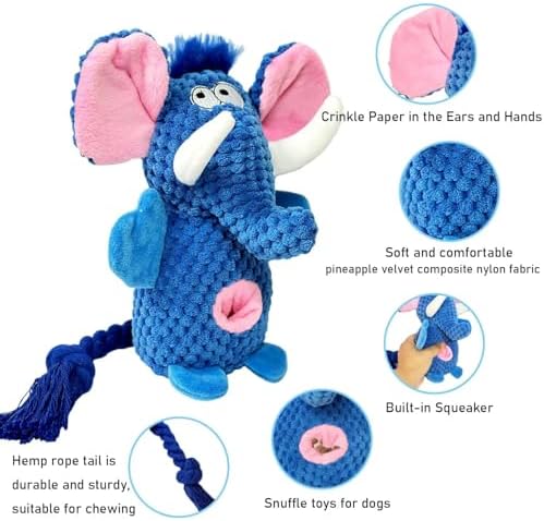 Sunset Pup Orange Elephant Snuffle Plush Squeaky Dog Toy with Crinkle Sound | Treat Dispensing | Chew-Resistant Toy for Puppy Teething & Tug of War | for Light & Moderate Chewers | Interactive Play!