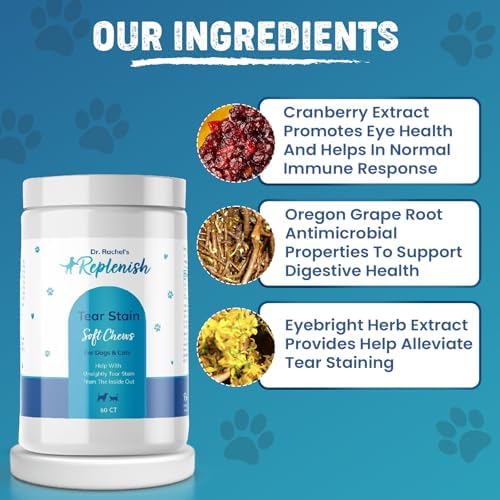 Replenish Tear Stain Chews Eye Stain Remover Supplement Treats - 60 Count