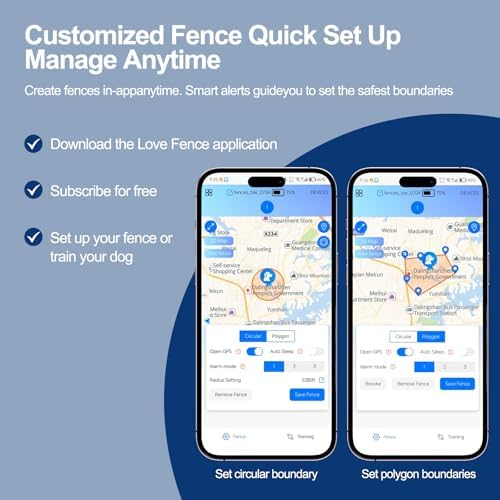 Wireless Electric GPS Dog Collar Fence for Medium/Large Dog: No Subscription Upgrade Pet Shock Barrier Containment System Yard Outdoor Perimeter,Stubborn Dog Train Bluetooth Collar for Dog Parent Red