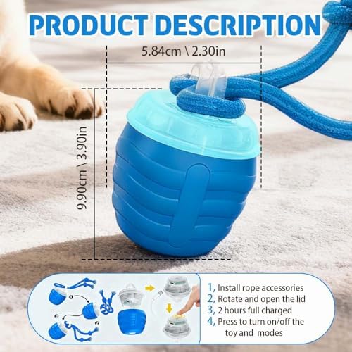 Interactive Dog Toys, 2026 Upgraded Motion Activated Squeaky Cat Balls, 360° Smart Automatic Rolling Moving for Bored Pet Cats Dogs, Interactive Dog Balls (Dark Orange)