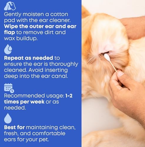 Cat & Dog Ear Cleaner Drops & Wash Solution - Yeast Otic Infection Treatment & Itchy Ear Relief for Pet - Wax Remover & Flush Remedy for Any Pets