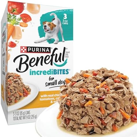 Beneful Purina Small Breed Wet Dog Food with Gravy, IncrediBites with Real Chicken - (8 Packs of 3) 3 oz. Cans