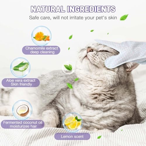 Pet Glove Wipes for Dogs & Cats, Pet Cleaning Gloves 15 PCS