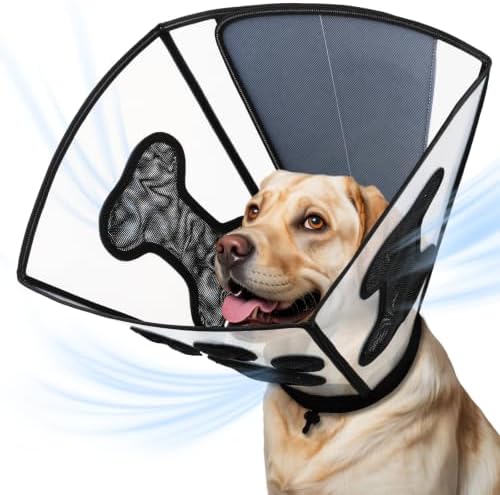 Dog Cone Collar for Surgery Recovery,Adjustable Transparent Breathable Recovery Cone,Protective E-Collar for Small Medium Large Dogs, Lightweight Pet Cone for Wound Healing & Anti-Lick & Bite-XXL