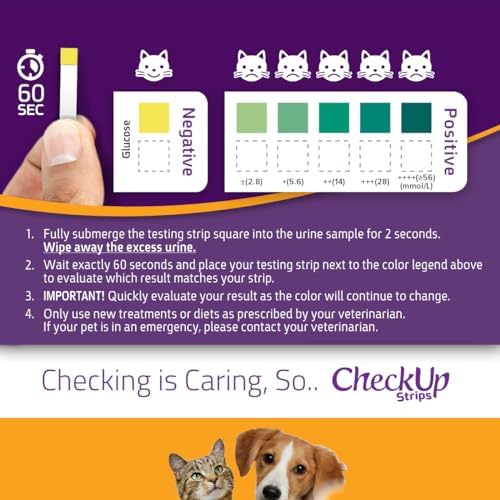 KIT4CAT CheckUp Glucose Urine Testing Strips for Cats and Dogs - Detection of Glucose Levels x 50