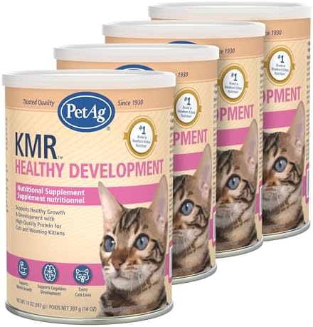 PetAg KMR Healthy Development - 14 oz, Pack of 4 - Great Tasting Nutritional Supplement for Cats and Weaning Kittens