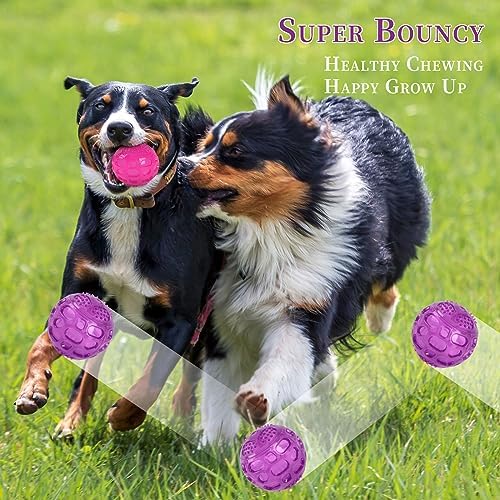 3'' Squeaky Dog Toy Balls for Lagre Medium Breed, Indestructible Dog Balls for Playing, Fetching & Retrieving, Durable Aggressive Chewers, 3 PCS Red+Blue+Green