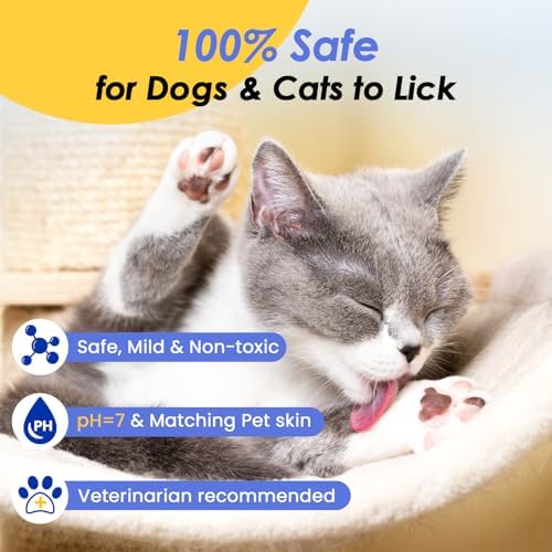 Pet Cleaning Glove Wipes for Dogs & Cats, Hypoallergenic Deodorizing Disposable No-Rinse Grooming Wipes, Extra Thick Bathing Wipes,Perfect for Pet Dry Cleaning,Daily Care and Travel,6 pcs