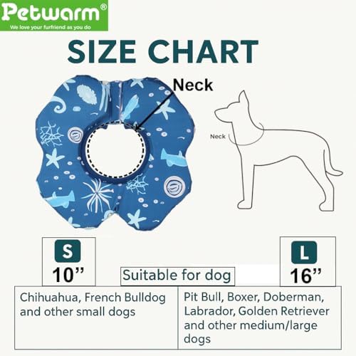 PetWarm Dog Recovery Collar, Recovery Collar, Blue Animal Print, L