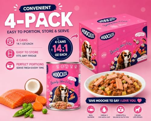MOOCHIE Skin & Coat Wet Dog Food for Small Breeds, Salmon & Beef Liver