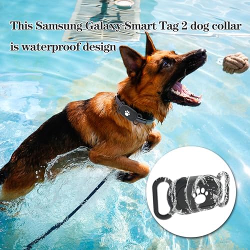 2 Pack Waterproof Dog Collar Compatible with Samsung Galaxy SmartTag2 | Silicone GPS Tracker Hidden Loop Holder for Smart Tag2, Anti-Lost Collar Tag2 Paw Case (Black Green)