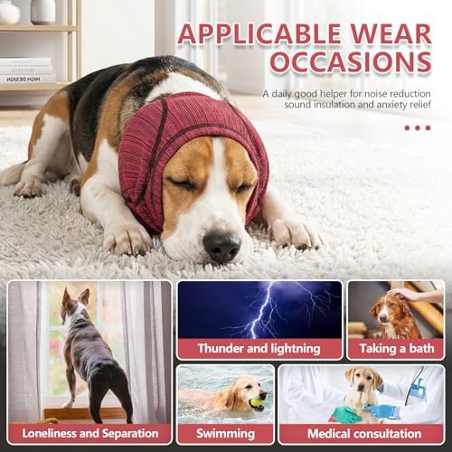 Quick-Dry Dog Ear Cover for Ear Protection & Hematoma,M,Red
