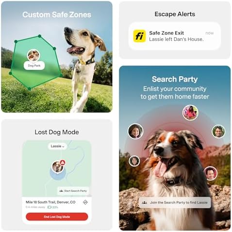 Fi Series 3+ Dog GPS Collar, Small Yellow Dog Tracker, 12 Months Included | Live 24/7 location updates, escape alerts, activity and sleep insights, waterproof steel build, LED night light