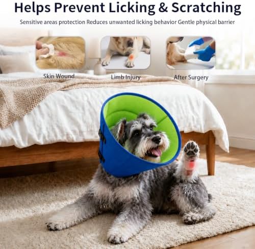 Soft Dog Cone Collar After Surgery, Adjustable Recovery Cone to Stop Licking, Breathable Mesh Elizabethan Collar for Small Medium Large Dogs (S(Neck Girth:9"-10.6"))
