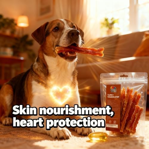 TailParty Turkey Tendons for Dogs, with Fish Oil & Taurine(Strip, 8oz)