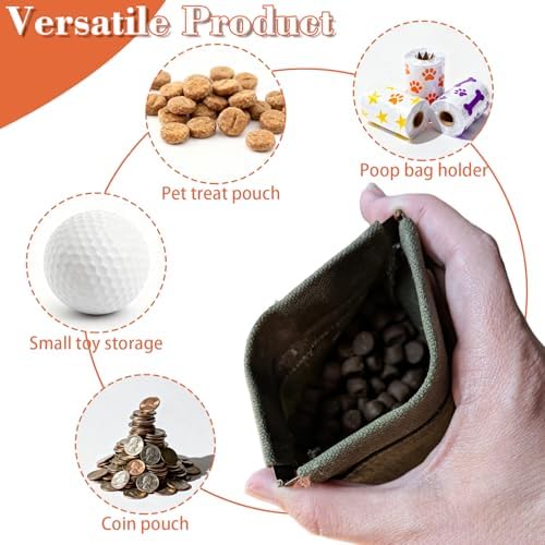 Custom Dog Treat Pouch with Image Logo Name,Portable Puppy Dog Training Treat Bag,Self-Closing Pet Feed Snack Reward,Hand Free Dog Walking Bag with Carabiner (Blue)