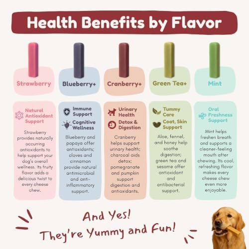 Majestic Pet Himalayan All-Natural Yak Style Cheese Dog Chews Made w/ 100% Cows Milk- Long Lasting Dental Chew for Dogs - Healthy Pet Treats w/Beneficial Ingredients (Berry Fresh, Large, 5 Pack)